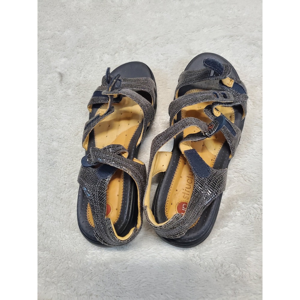 NWOT Clarks Gray Tan Leather Strappy Classic Casual Summer Open Toe Sandals 8 - Picture 8 of 9